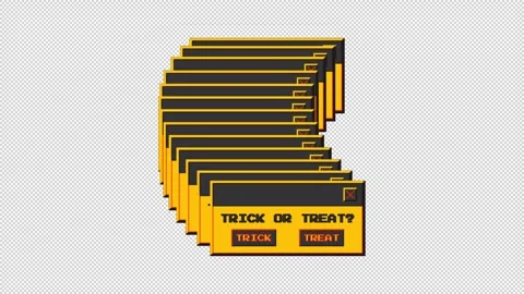 Animated retro computer window with the inscription "trick or treat?" Stockbeeldmateriaal 306639648