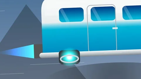Animated Retro Futuristic Hover Van Flying Through Landscapes Stock Footage 340470088