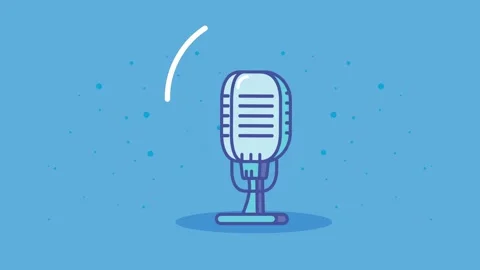 Animated retro microphone icon with radiating sound waves in loop motion. Stock Footage 338427278