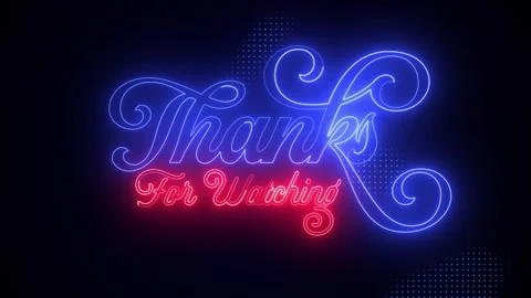 Animated Retro Red and Blue Neon Script Thanks For Watching End Screen Video stock 318426089