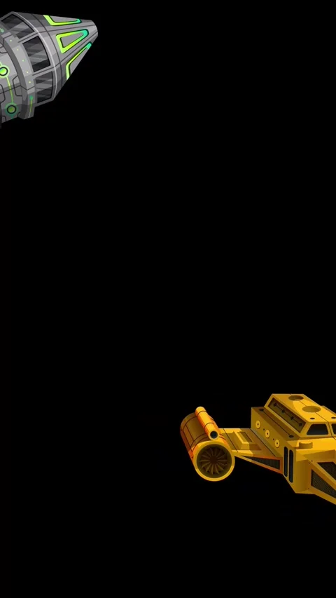 Animated Retro Spaceships Floating Across a Vertical Black Background Stock Footage 346427531
