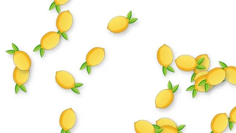 Animated Retro Style Lemons Floating Slowly Over a Plain White Background Stock Footage 339754937