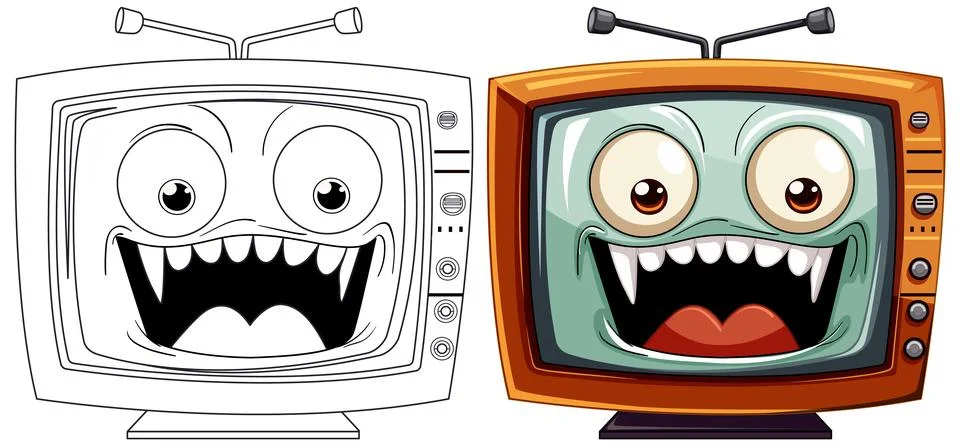 Animated Retro Televisions with Faces Illustrazione stock