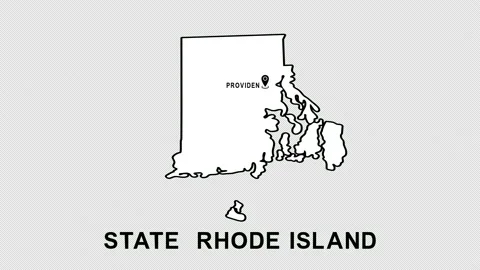 Animated Rhode Island State with pointer in city Providence. Alpha channel. Stock Footage 170788632