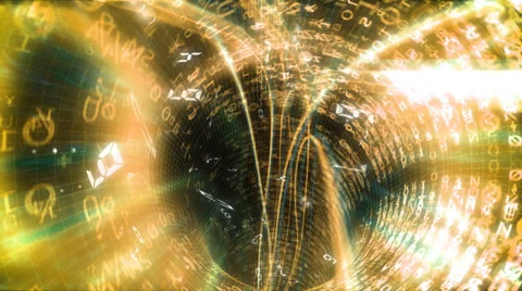 Animated ride inside a data tunnel. Fast paced journey through an endless tube Vídeo Stock 32964699