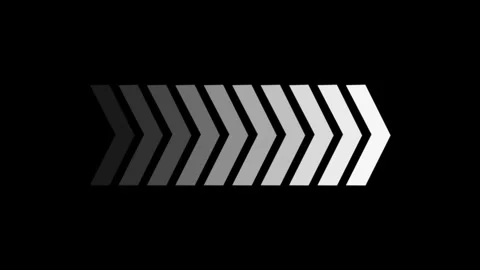 Animated right-directional arrow loop. glowing arrows the overlay video layer. 스톡 동영상 336080597