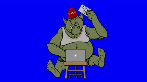 Animated Right Wing Internet Troll Trolling On Blue Screen Stock Footage 138326461