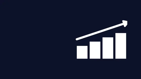 Animated rising bar chart and upward arrow business growth graph with copy .. Video stock 338444233