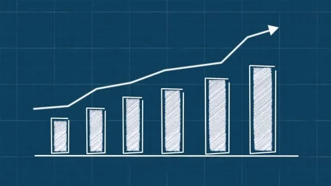 Animated Rising Bar Graph with Upward Trend Line Business Growth Analytics Stock Footage 338433947