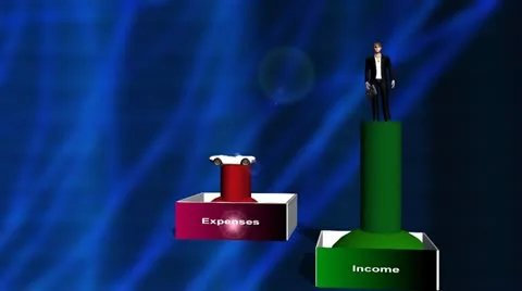 Animated Rising Expenses and Falling Income Animated Graph with Man Video stock 11024734