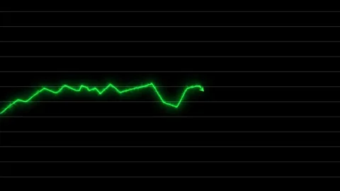 Animated rising green line graph on a black background with horizontal line.. Stock Footage 318909909