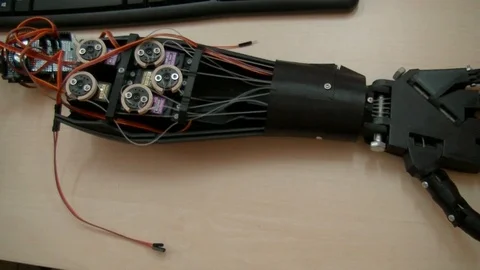 Animated robot hand finger wagging. Alpha channel. DOF. Stock Footage 85513242