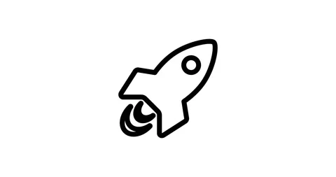 Animated rocket. 4k video. Line style. Startup business concept. 動画素材 153137059