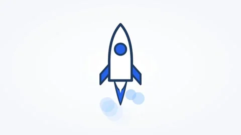 Animated rocket launch icon startup, horizontal 16:9 seamless loop HD motion Stock Footage 345161079
