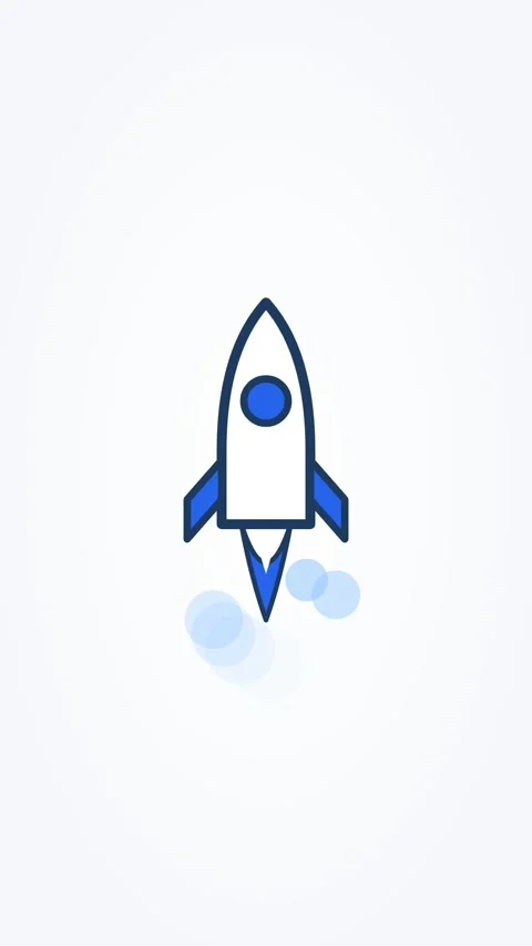 Animated rocket launch icon startup, vertical 9:16 seamless loop HD motion Stock Footage 345161104