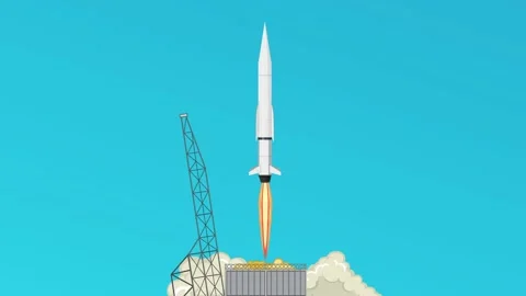 Animated Rocket Launching into the Sky Stock Footage 234245310