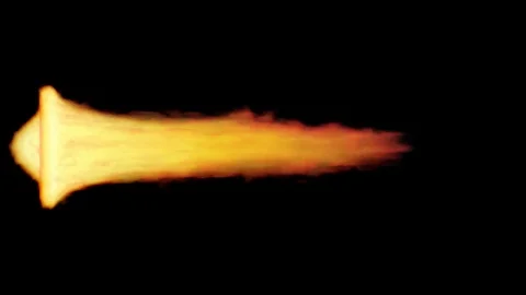 Animated rocket or jet engine flame - Side camera view. Stock Footage