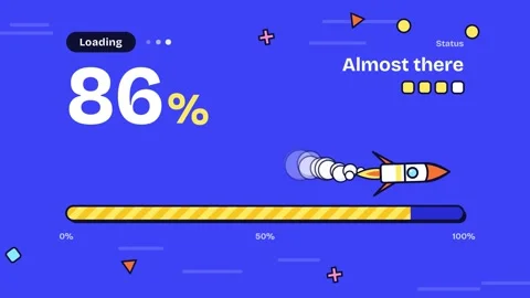 Animated Rocket Progress Bar Loading Screen Vidéo 348115774