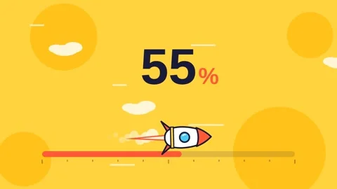 Animated Rocket Progress Bar Loading Percentage Counter Vidéo 348545311