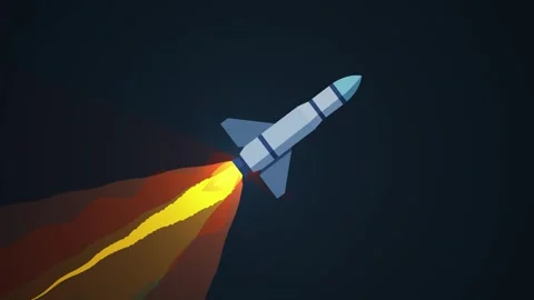 Animated rocket ship launching into space, symbolizing innovation, explorat.. Video stock 340537934