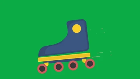 Animated roller skate icon moving on green screen background for sports concepts Stock Footage 332282596