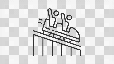 Animated rollercoaster riding icon Stock Footage 273682667