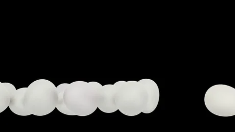 Animated rolling or tumbling from left to right many white eggs Stock Footage 104059853
