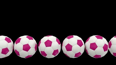 Animated rolling plain soccer balls with white-pink material Video stock 82960242