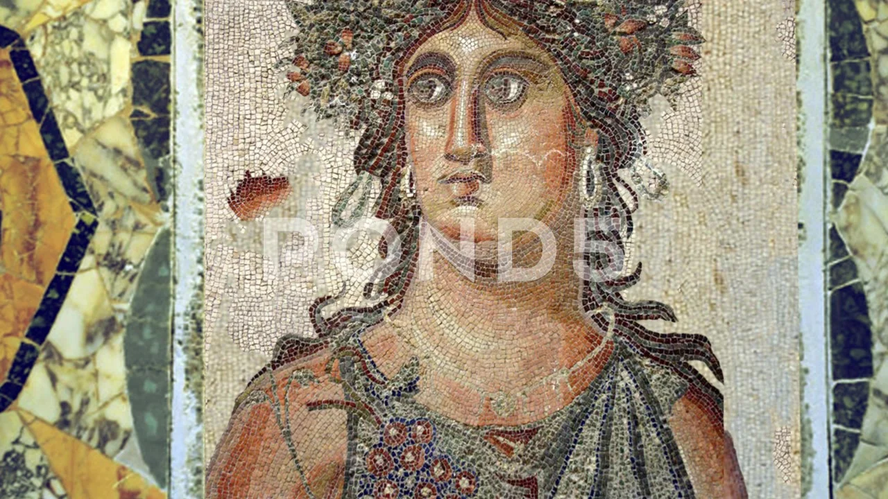 Animated Roman Mosaic Woman With Wings | Stock Video | Pond5