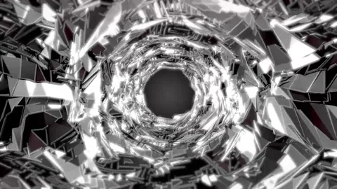 Animated Rotating 3D Geometric Mirror Shapes 03. 4K Stock Footage 297530535