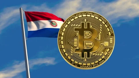 Animated rotating bitcoin with Paraguayan flag Stock Footage 157952051