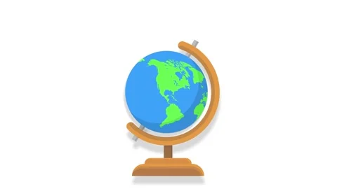 Animated rotating desk globe with red location pin markers isolated on whit.. Stock Footage 340799294