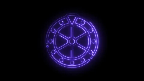 Animated rotating neon purple geometric wheel design element on black backg.. 動画素材 330780910