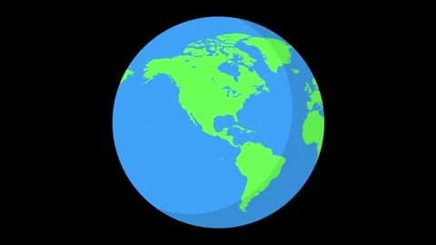 Animated rotating planet Earth globe with red location pins isolated on bla.. Stock Footage 340799317