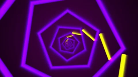 Animated Rotating purple element color pentagon-shaped element background Video stock 199379404