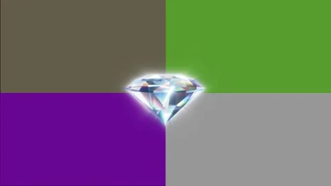 Animated rotating sparkling diamond placed over a background split into four Stock Footage 323565351