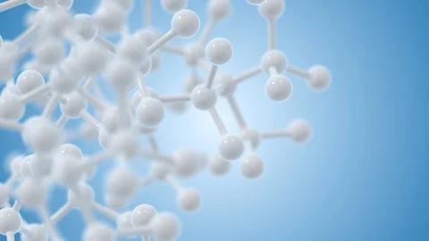 Animated rotating white molecule model on a blue background. Видео 96020418