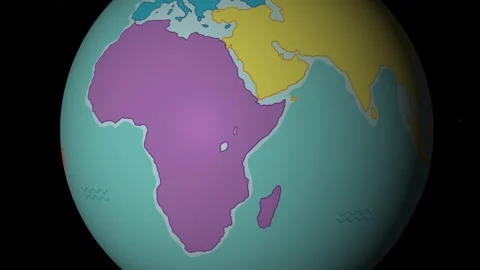 Animated rotation of world map globe highlighting continents and oceans wit.. Stock Footage 332724052