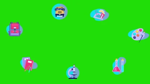 Animated  rotatting back to school elements Education with space in the Stock Footage 263524533