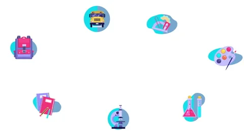 Animated  rotatting back to school elements Education with space in the Stock Footage 263524540