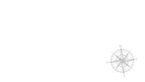 Animated route map with a compass rotating at the lower right corner. Stock Footage 125292673