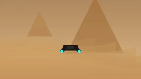 Animated rover driving through desert with pyramids background Stock Footage 345548445