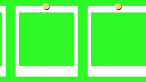 Animated row of instant photo frames scrolling horizontally in a seamless loop. Stock Footage 317967422