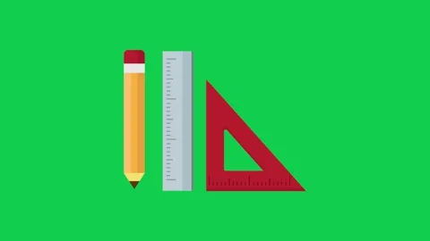 Animated ruler and triangle on green screen ideal for educational content Stock Footage 309099634