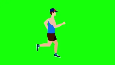 Animated runner wearing a cap on a green background. Stock Footage 323446387