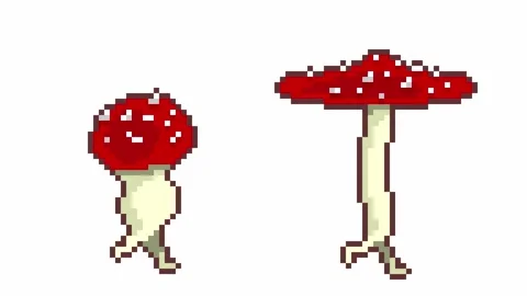 Animated running fly agaric. mushroom pixel style Video stock 152159883