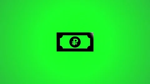 Animated russian ruble banknote icon rotation on green screen background wi.. Stock Footage 346496288