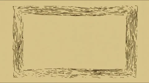 Animated rustic frame with textured borders on ochre background Stock Footage 314459366