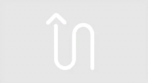 Animated s curved arrow pointing upward white line icon Stock Footage 342242820