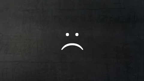 Animated sad face emoticon on black chal... | Stock Video | Pond5